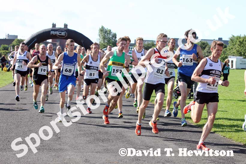 The start of the Tyne Bridge Harriers Exhibition Park 5k, Newcastle.